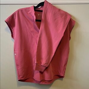 Figs Women's Pink Scrub Top and Jacket Set